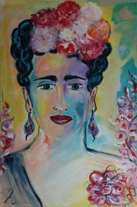 Frida con flores - 60x90, 2022